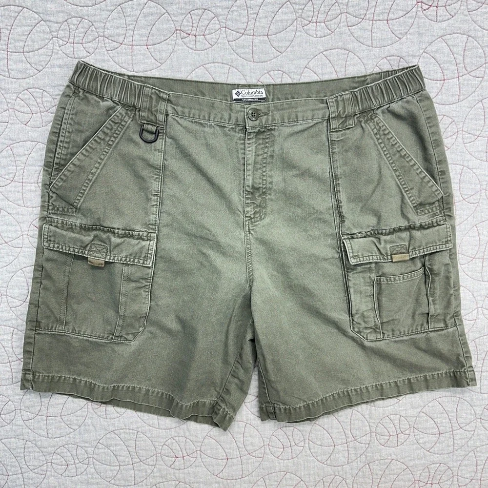 VTG Columbia Baggy Cargo Shorts Green AM4436 Cotton / Mens XXL
